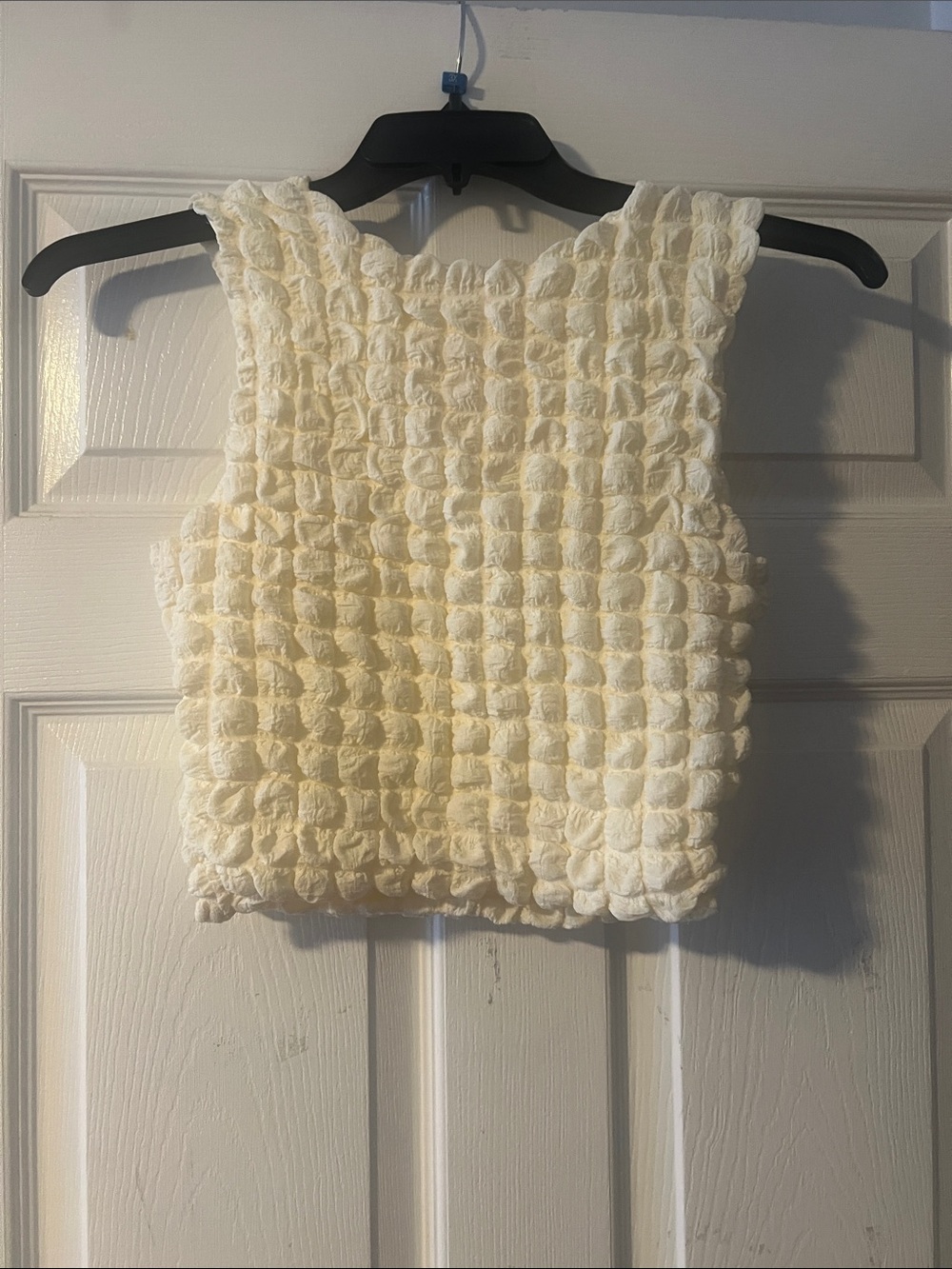 Women's Cream Textured Cropped Tank Top